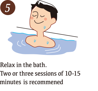Relax in the bath. Two or three sessions of 10-15 minutes is recommened