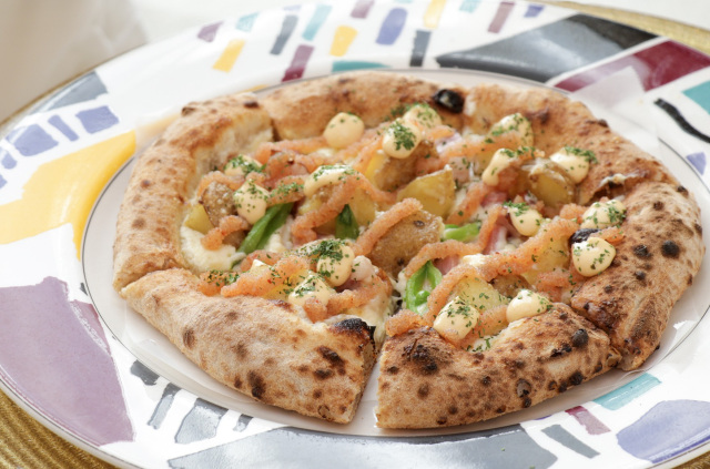 ②長島町産馬鈴薯とスナップエンドウの明太ピッツァ